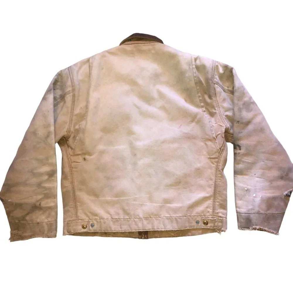 Vintage Carhartt Detroit Blanket Lined Jacket Distressed Thrashed USA Med - Picture 2 of 12